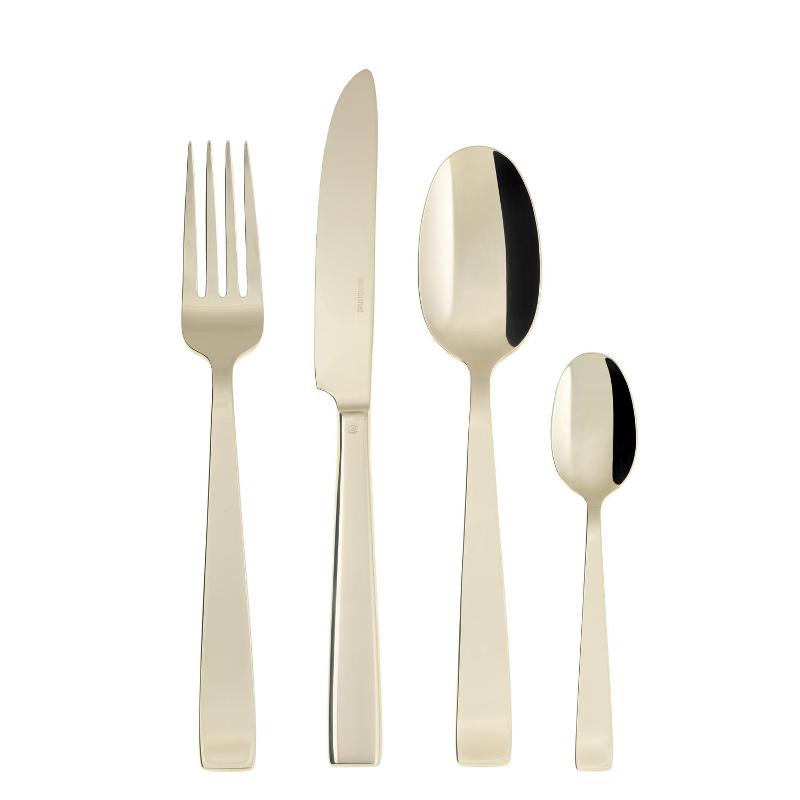 Sambonet Flat - Edelstahl / PVD Champagner 24-piece cutlery set. Full tang / Monoblock