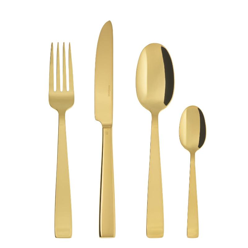 Sambonet Flat - Edelstahl / PVD Gold 24-piece cutlery set. Full tang / Monoblock