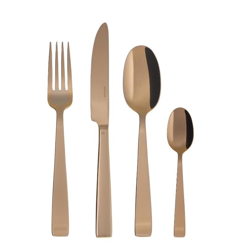 Sambonet Flat - Edelstahl / PVD Kupfer 24-piece cutlery set. Full tang / Monoblock