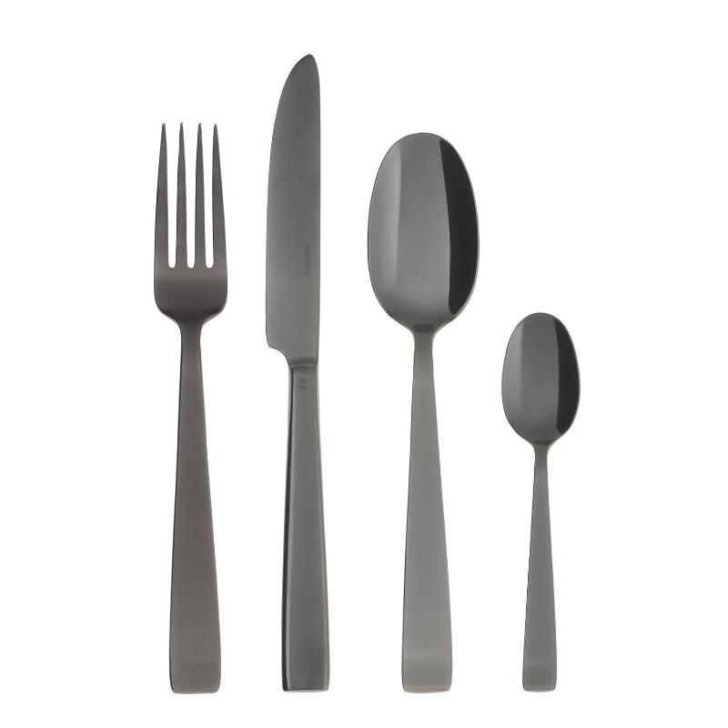 Sambonet Flat - Edelstahl / PVD schwarz 24-piece cutlery set. Full tang / Monoblock