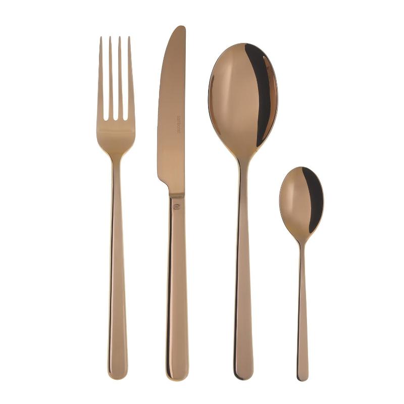 Sambonet Linear - Edelstahl / PVD Kupfer 24-piece cutlery set. Full tang / Monoblock
