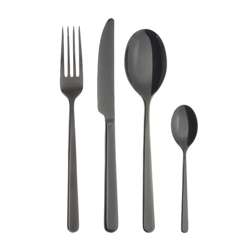 Sambonet Linear - Edelstahl / PVD schwarz 24-piece cutlery set. Full tang / Monoblock
