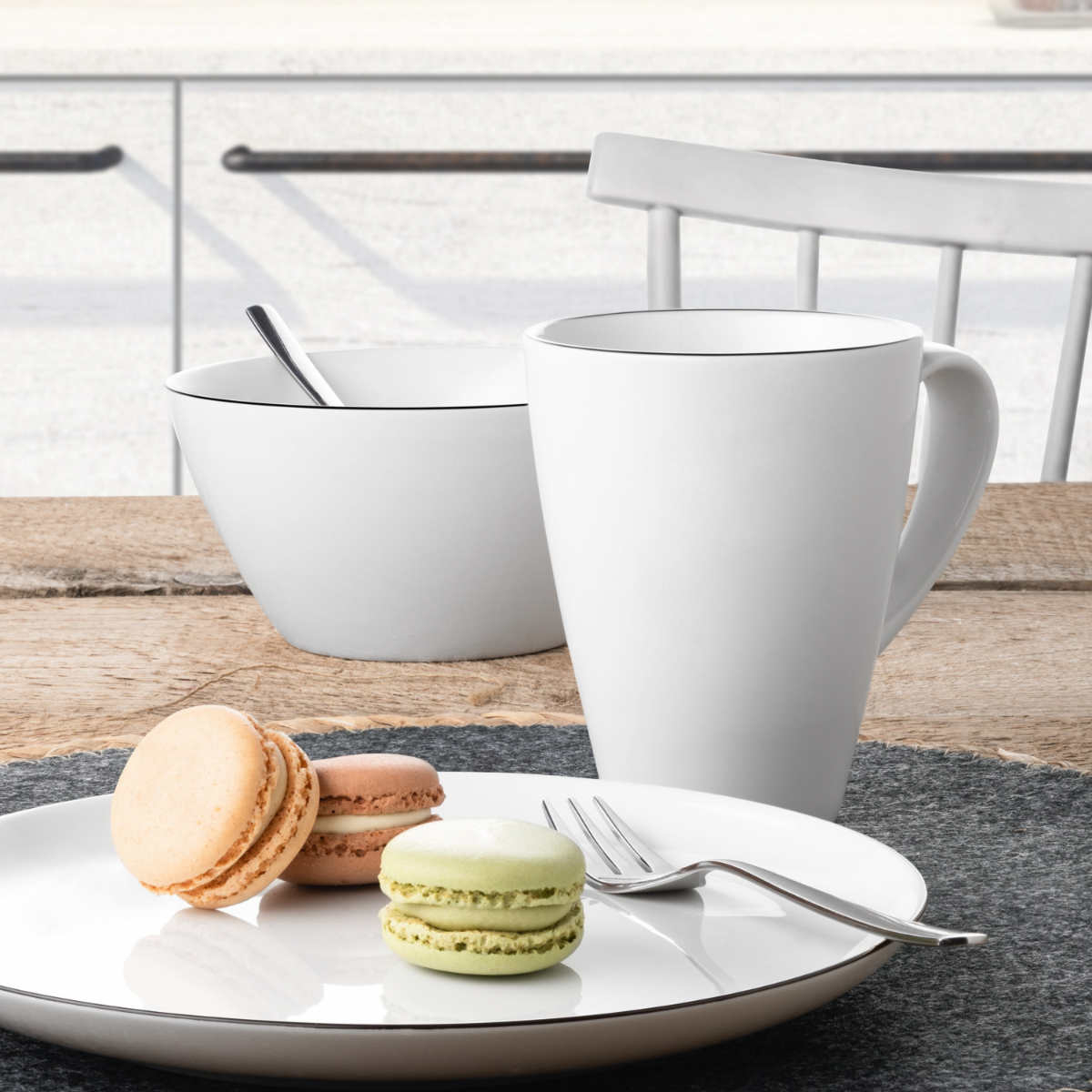 Seltmann Weiden Lido Black Line Breakfast set 18 pieces